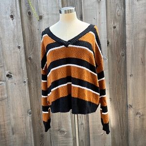 Hurley scoop neck striped sweater size medium